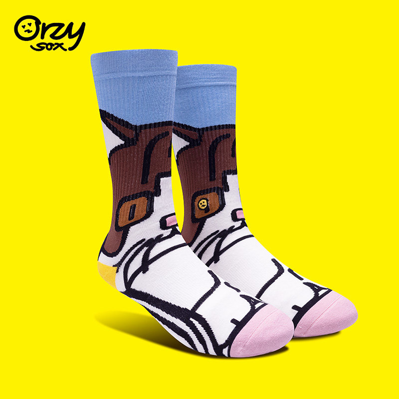 corade X Orzysox 方猫粉蓝运动休闲袜子 小清新潮流情侣校园ins