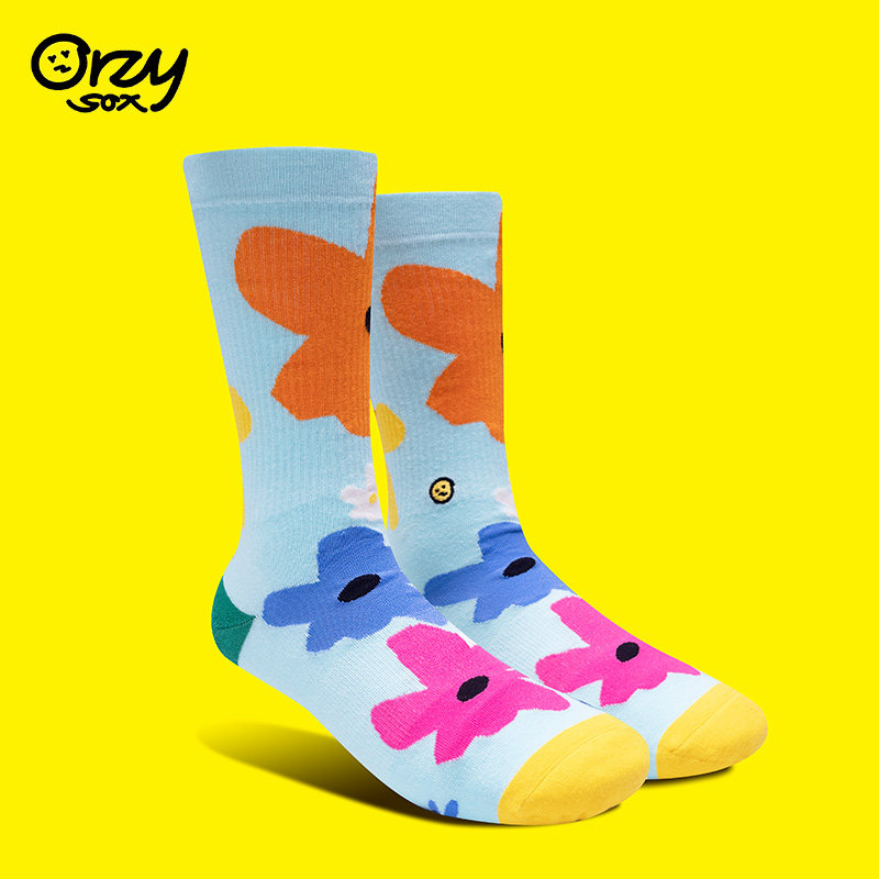 corade X Orzysox 彩色小花运动休闲袜子 小清新潮流情侣校园ins