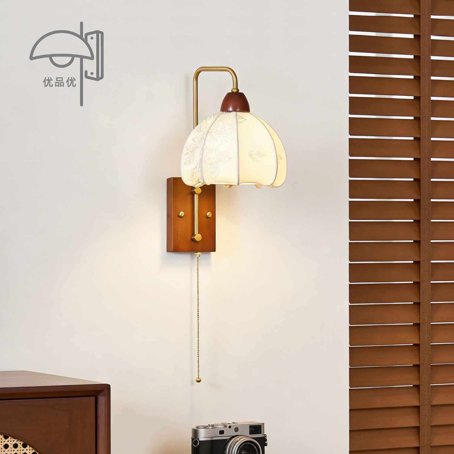 2026新款壁灯中古风卧室床头灯高级复古布艺走廊过道客厅背景墙灯