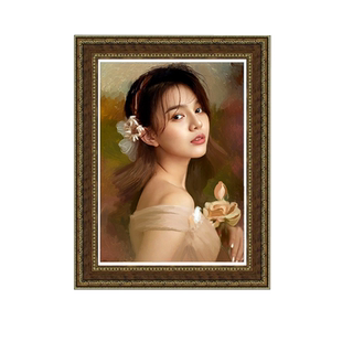 定制油画人像真人肖像纯手绘风景宠物客厅挂画情侣婚纱照装饰画