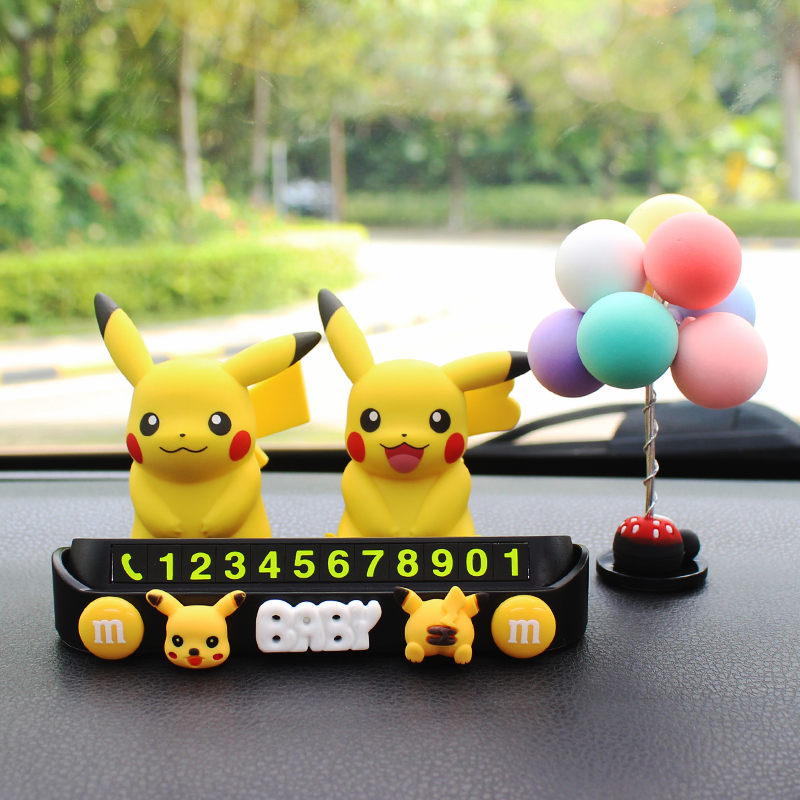 卡通汽车临时停车牌多功能隐藏式挪车号码牌可爱公仔移车电话摆件