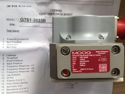 美国MOOG穆格比例伺服阀G761-3033B,型号S63J0GA4VPL全新原装进口