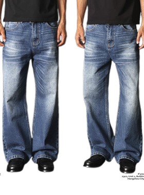 【ATTOAISM】2021m中蓝色水洗直筒牛仔裤Cleanfit裤子美式潮牌