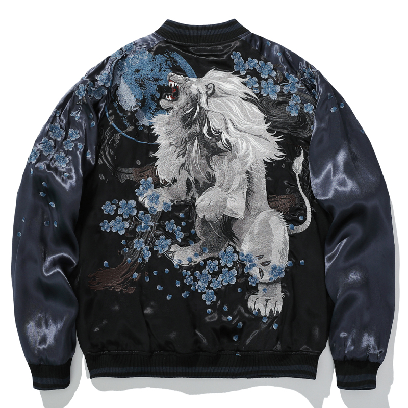 棒球领雄狮重工刺绣夹克