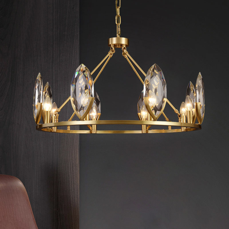 轻奢吊灯客厅灯个性全铜主灯后现代简约卧室高端圆形创意水晶灯具