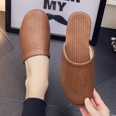 男环保皮革包头防滑凉拖鞋