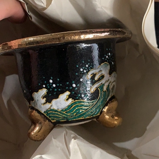 日本产 万年青花盆 专用盆 日式 京乐烧爱乐园  锦盆 高级盆