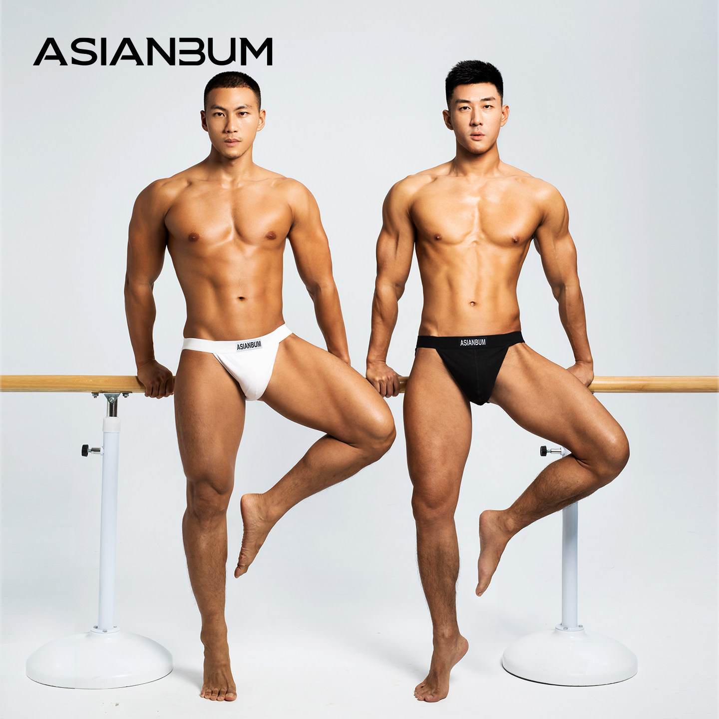 Asianbum男士三角内裤 棉质简约透气纯色性感紧身高叉包臀高弹T裤