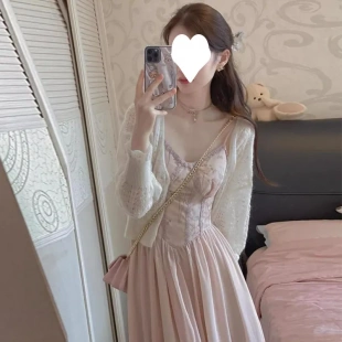 碎花吊带连衣裙 2025春夏漂亮搭配小个子小香风绝美奶fufu两件套装