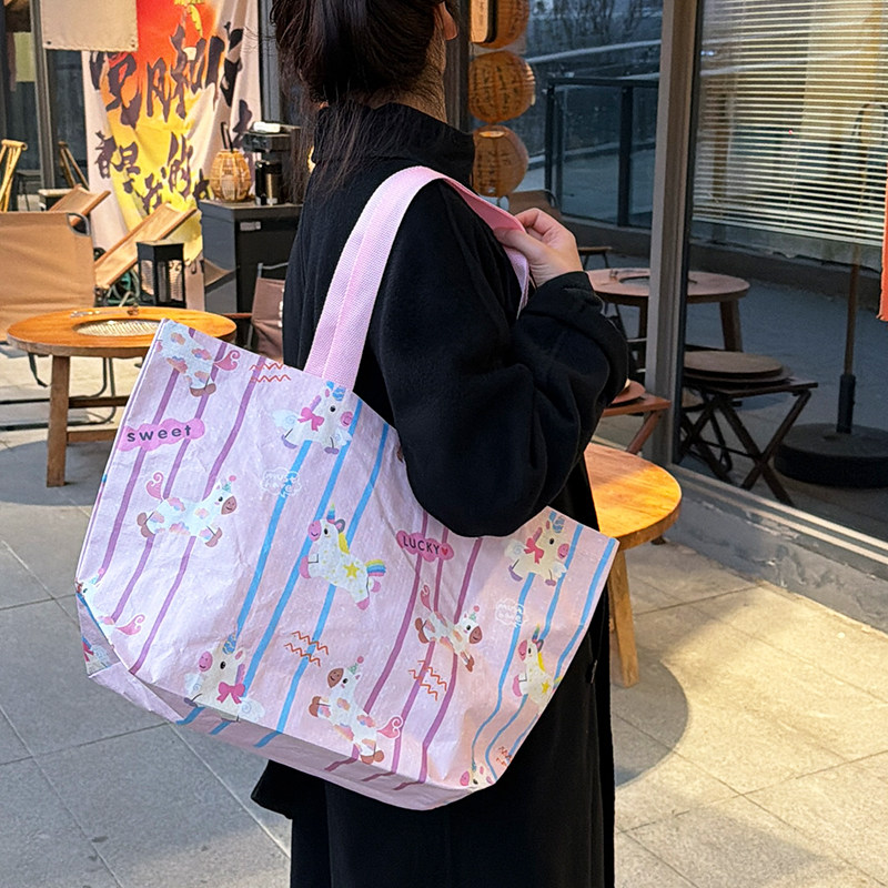 独角兽大容量编制购物袋