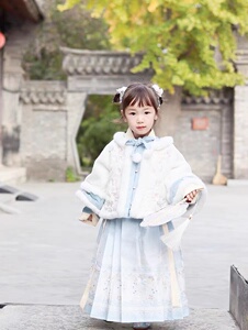 2023新款秋季冬季白色汉服女童儿童古风超仙古装小女孩中国风唐装