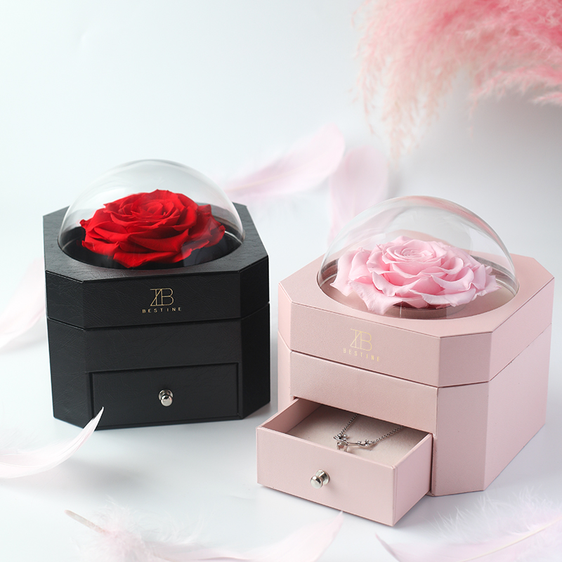 蔷薇花开永生花巨型玫瑰首饰盒求婚情人节礼物生日礼物配礼盒成品