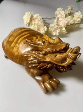 正宗品质金丝楠木小叶桢楠龙龟实木水波纹品办公摆件招财送礼收藏