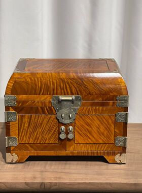 金丝楠木首饰盒珠宝箱实木结婚送礼古典中式水波纹精品包邮送礼