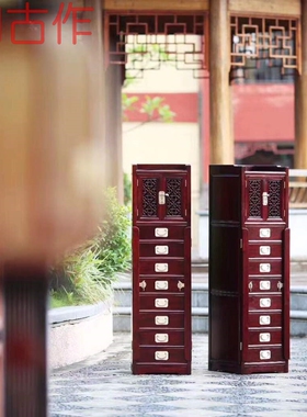 仙知古作赞比亚血檀非洲小叶紫檀文件收纳柜步步高升柜办公室包邮