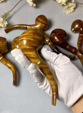 正宗金丝楠木烟斗小叶桢楠过滤烟嘴老料水波纹龙胆纹实木复古烟杆