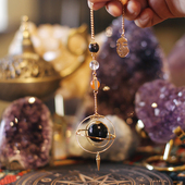 黑曜石 红玛瑙 水晶灵摆 原创灵摆 女巫莎莎 SHA105