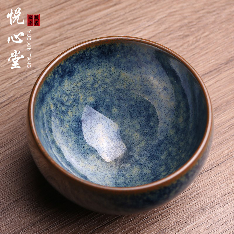 非遗大师李振贵冰川回蓝建盏主人杯茶杯茶盏全手工天目曜变茶具