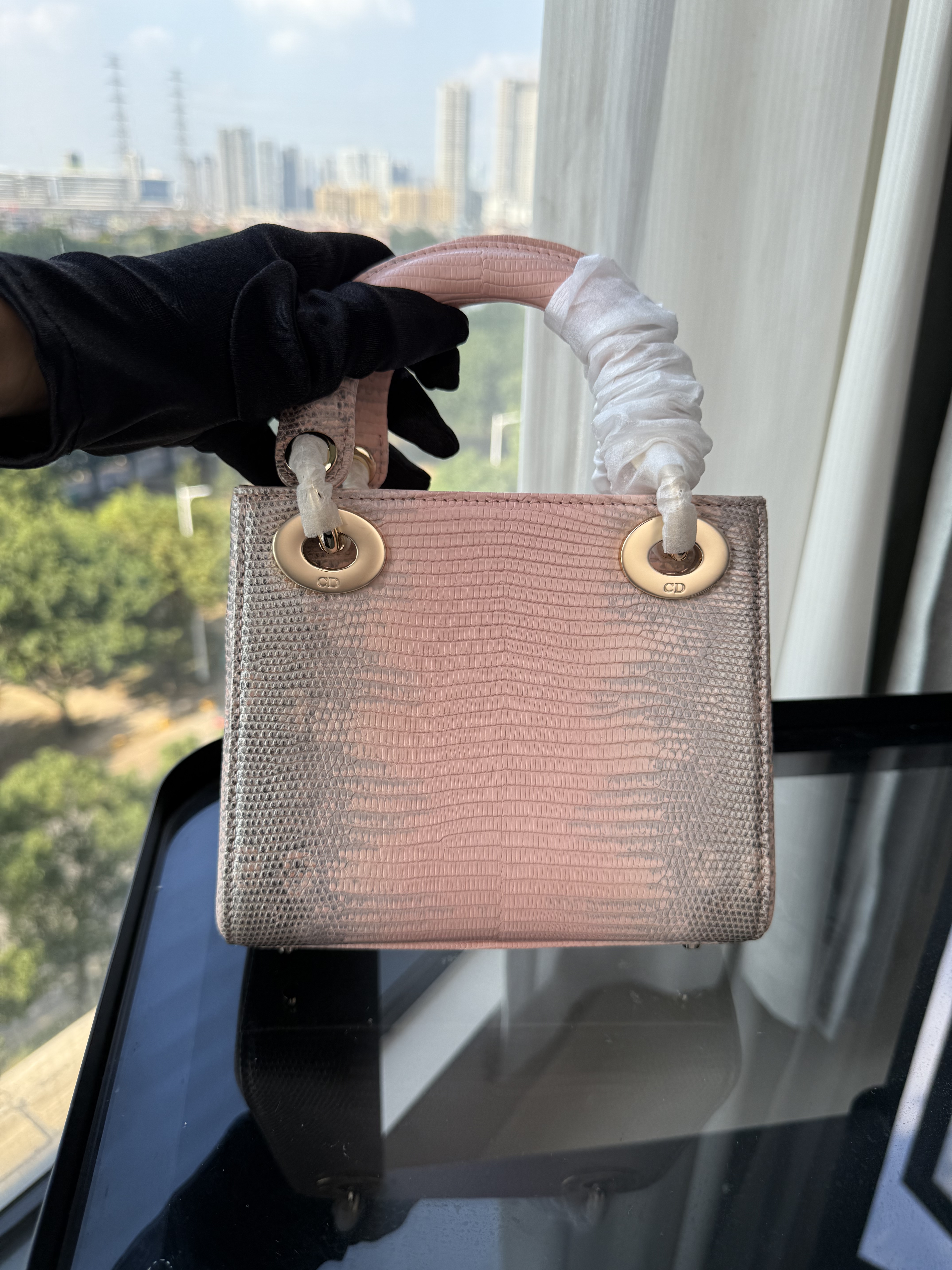 2026限量喜马拉雅粉蜥蜴皮戴妃包三格17斜挎链条女包
