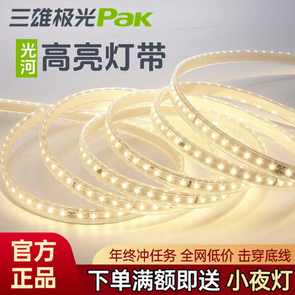 三雄极光led灯带220v光河系列2835软灯条超亮60珠灯带非户外亮化