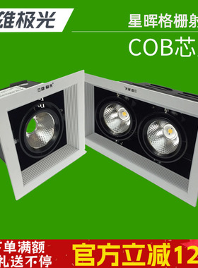 三雄极光星晖LED格栅射灯PAK564010集成cob天花吊顶斗胆灯15W30W