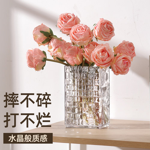 亚克力花瓶透明客厅插花防摔高级感玻璃摆水养富贵竹专用2024新款