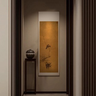 宋代美学鎏金彩雕装饰画玄关客厅茶室书房水墨花鸟艺术感金箔挂画