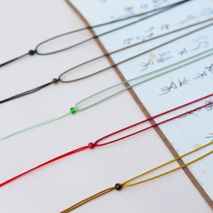 吊坠挂绳黑男女款 极细桑蚕丝项链绳可调节 高档真丝手工编织绳