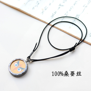 桑蚕丝s925银佛牌挂绳高档真丝可调节挂脖子项链绳男款黑色简约