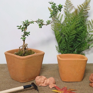 花盆红陶泥瓦罐卧盆躺盆方盆高透气卧式斜口花盆素烧斜卧式手工