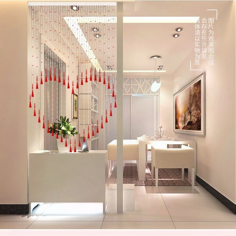 红色水晶珠帘子玄关客厅隔断帘鞋柜挂帘结婚新房卧室门帘