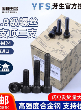台湾进口YFS芳生M2-M24整盒12.9级黑高强度合金钢内六角杯头螺丝