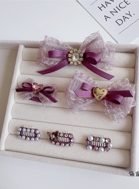 宠物发夹 茄紫色系狗狗碎毛BB夹约克夏马尔济斯鼻梁毛夹 泰迪发饰