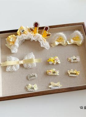 宠物发夹 立体发箍 黄色系狗狗头饰约克夏泰迪马尔济斯夹子梳夹