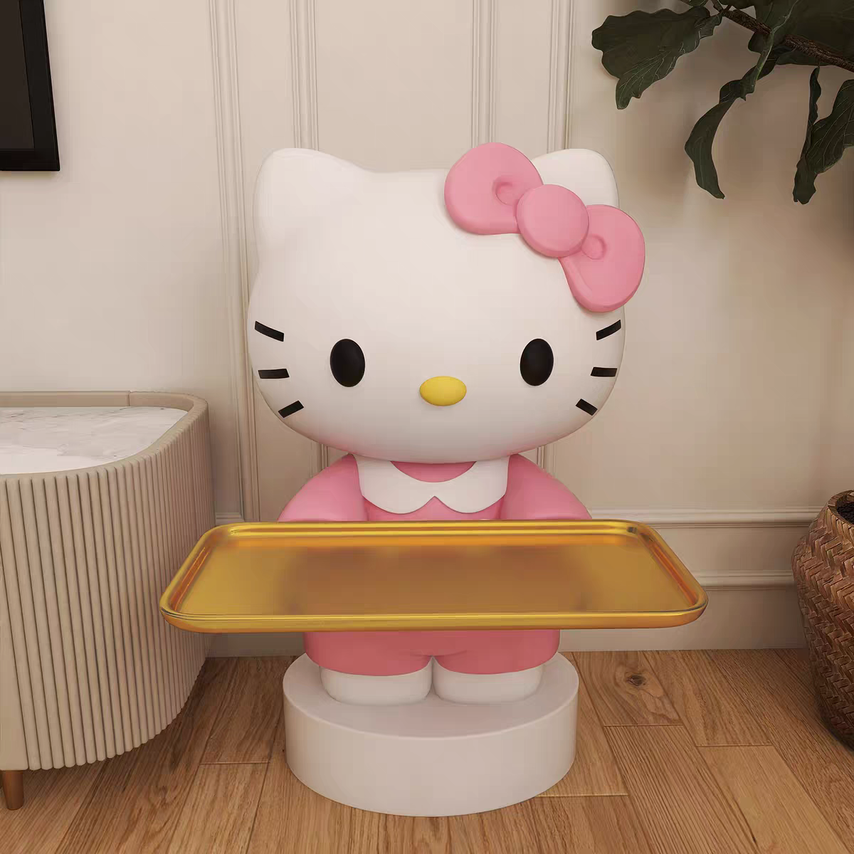 Hello Kitty猫咪大型客厅电视柜落地边几托盘装饰品乔迁新居摆件
