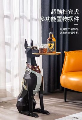 网红杜宾犬摆件客厅托盘大型落地客厅电视柜旁轻奢装饰品乔迁新居