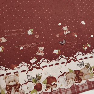 【60支棉】苹果熊OB11BJD星黛露小布棉花娃娃衣柄图原创布料