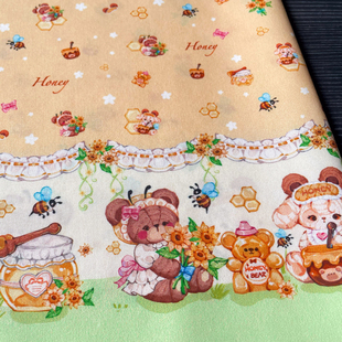 【60支棉】蜂蜜小熊OB11棉花娃娃BJD娃衣定位柄图Lolita原创布料