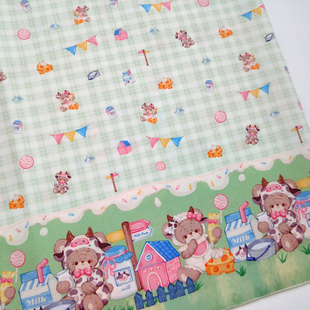 【60支棉】奶牛牧场OB11BJD星黛露棉花娃娃衣柄图Lolita原创布料