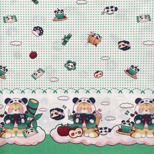 【60支棉】背篓熊猫OB11BJD星黛露小布棉花娃娃衣柄图原创布料