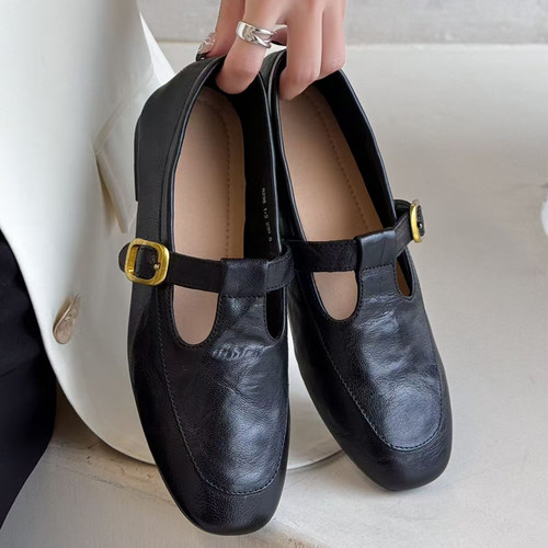 烟雨诗情真皮浅口平底鞋单鞋女鞋