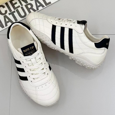 美拉女鞋真皮德训鞋2026春新款英伦风小白鞋女系带平底鞋板鞋女鞋