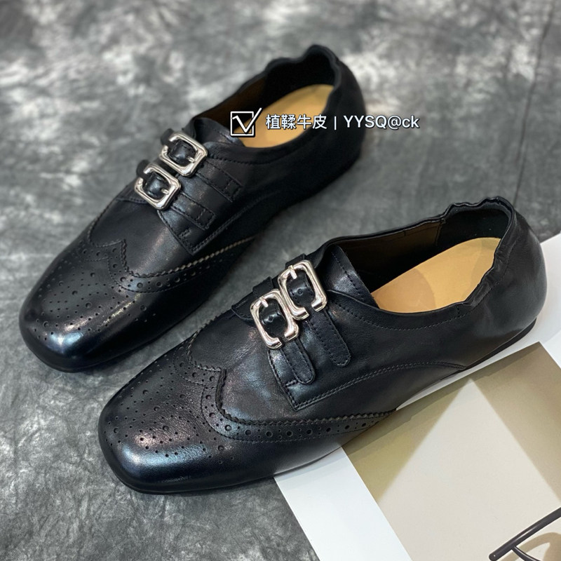 烟雨诗情2026春季新款英伦风牛皮真皮一脚蹬浅口方头浅口单鞋女鞋,女鞋,浅口单鞋,淘宝优惠券,粉丝福利购,淘宝优惠卷