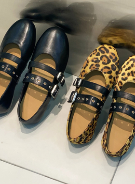 烟雨诗情2026年春季新款英伦风牛皮真皮一字扣带浅口单鞋女鞋C623