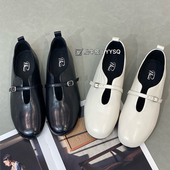 新款 舒适软底真皮牛皮圆头平底鞋 单鞋 烟雨诗情2026年春季 女鞋 5572