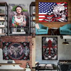 Гобелен 挂布ins背景布网红直播宿舍床头背景墙欧美暗黑纹身国潮酒吧装饰