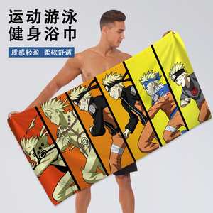 大毛巾浴巾动漫卡通火影忍者吸水洗脸手巾游泳健身跑步擦汗沙滩巾