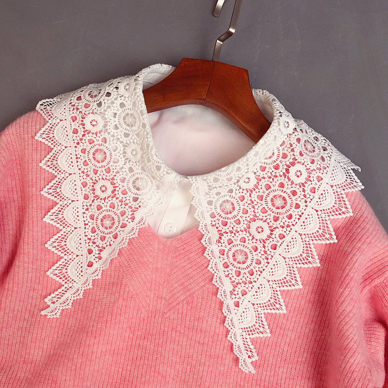 韩版女衣领 蕾丝大尖领装饰假衣领娃娃领韩国百搭假领子 女春秋白