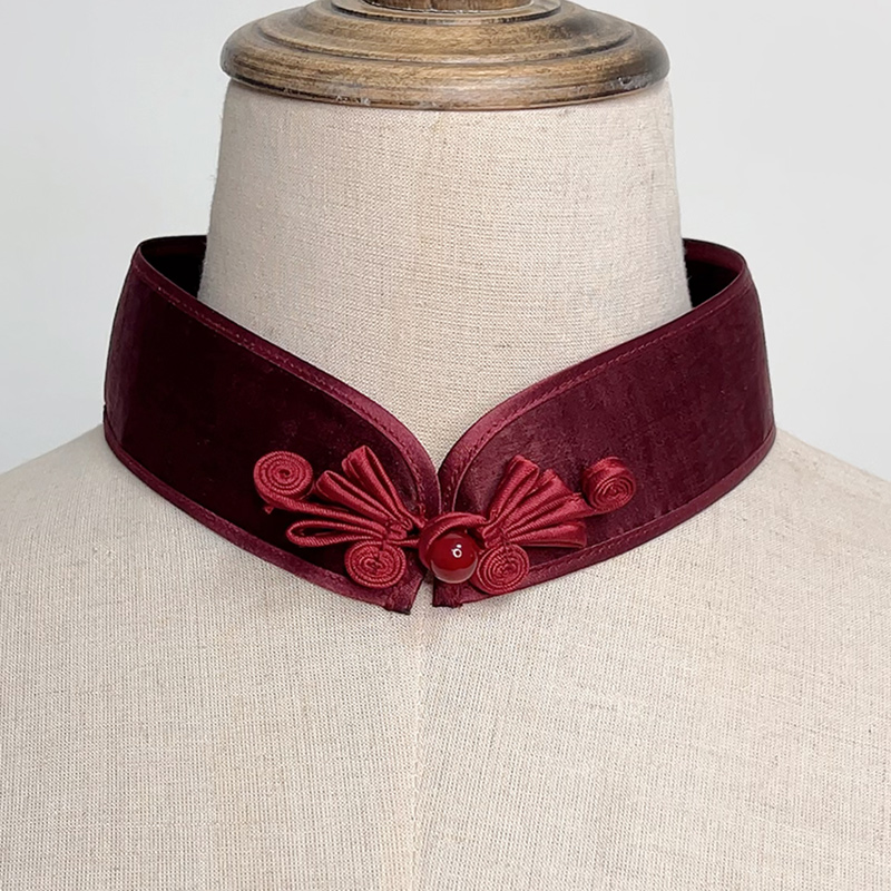 旗袍领蝴蝶盘扣假领子女