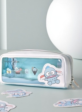 日系风汉顿笔袋高颜值ins风小众透明文具盒大容量大淌口